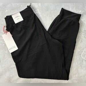 Hype Black Women's High Ribbed Waist Jogger Pants LARGE NWT